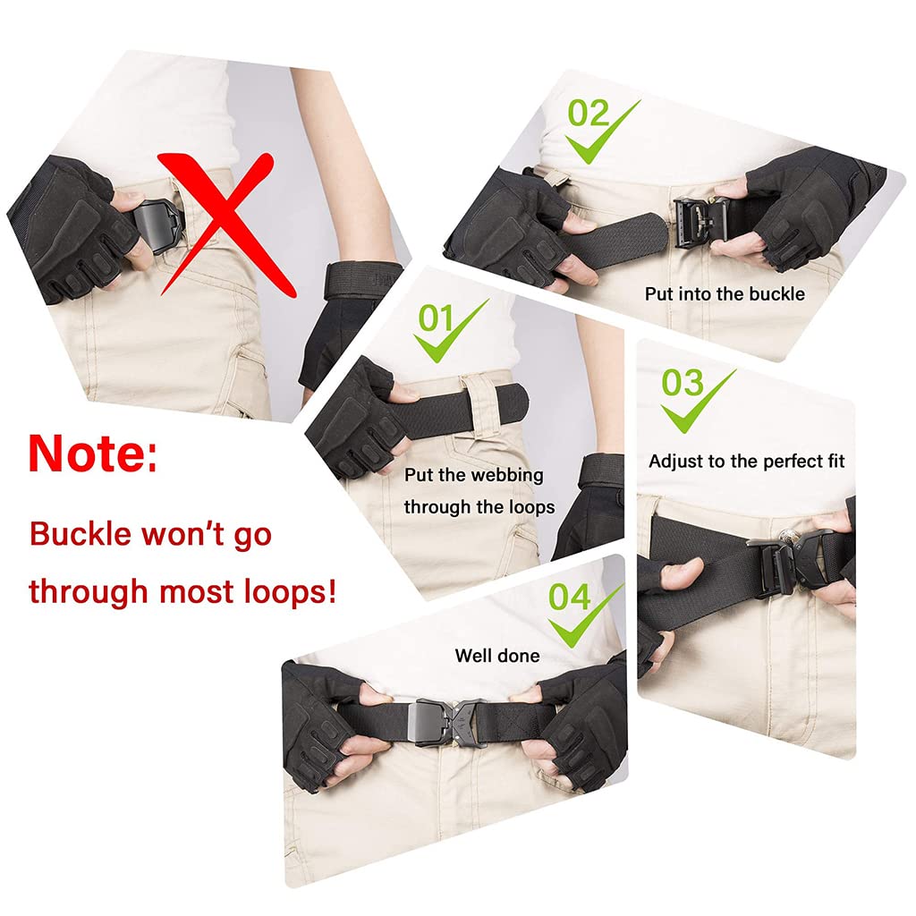 GUSTAVE Tactical Belt for Men Military Hiking Rigger Belt 49.2'' Nylon Web Work Belt with Heavy Duty Aluminum Alloy Quick Release Buckle - Black GUSTAVE Tactical Belt for Men Military Hiking Rigger Belt 49.2'' Nylon Web Work Belt with Heavy Duty Aluminum Alloy Quick Release Buckle - Black